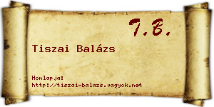 Tiszai Balázs névjegykártya
